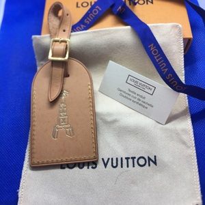 LV PARIS EIFFLE Tower Vachetta Luggage Tag, EUC